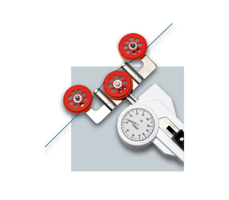 DXF Spannungsmesser mit großen Rollen für minimale Materialauslenkung