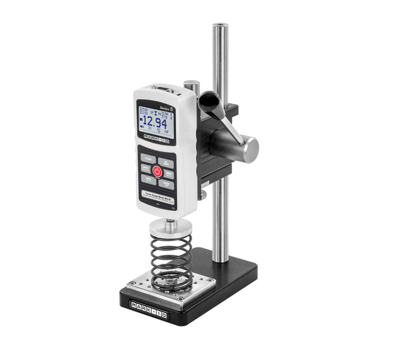 ES05 Mechanisches Kraftprüfstation mit optionalem Series-5 Kraftmessgerät, G1009 Kompressionsplatte und Grundplatte