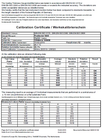 Cic-Coating Kalibrierung Schichtdickenmessgeräte