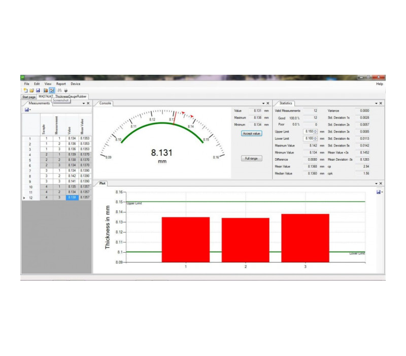 TMG Dickenmessgerät Software
