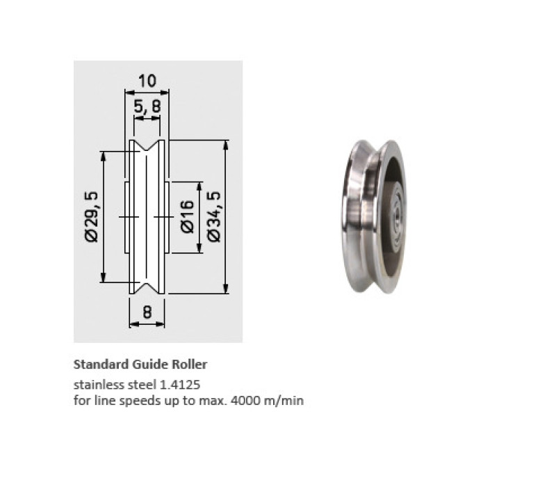 Standard Roller DTSL DTXL - Durchlaufgeschwindigkeit vmax. … m/min 4000 / NiRo Stahl 1.4125 (max. Ø 4 mm)