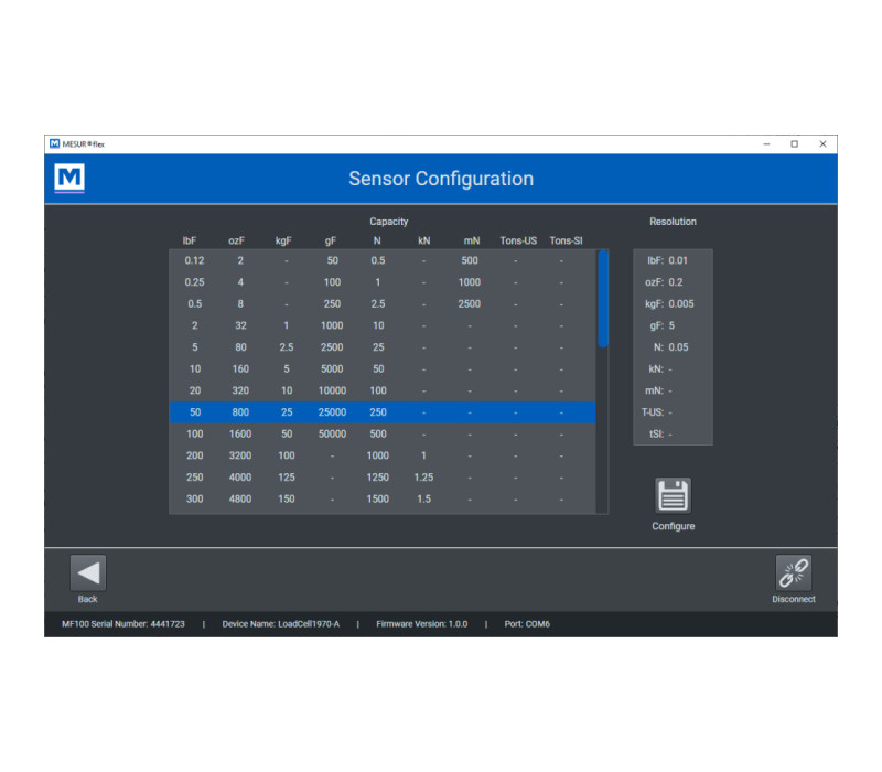Konfiguration eines Sensors in der Software